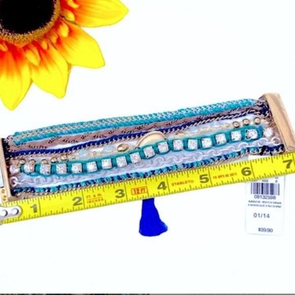 Express Boho Multi Strand Bracelet Magnetic Bracelet 7" Summer Beach Vibes Blue - Picture 7 of 7